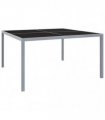 vidaXL Garden Table 130x130x72 cm Grey Steel and Glass