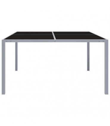 vidaXL Garden Table 130x130x72 cm Grey Steel and Glass