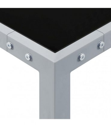 vidaXL Garden Table 130x130x72 cm Grey Steel and Glass