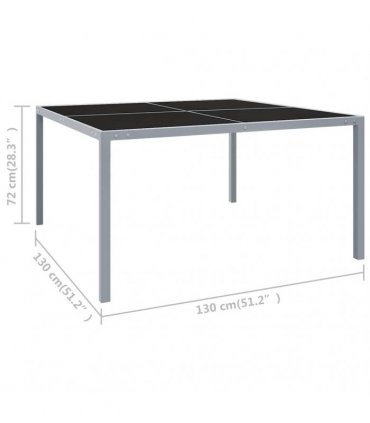 vidaXL Garden Table 130x130x72 cm Grey Steel and Glass