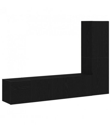 vidaXL TV Cabinet Set Wall-mounted 4 pcs Black Oak 130.5 x 30 x 140 cm