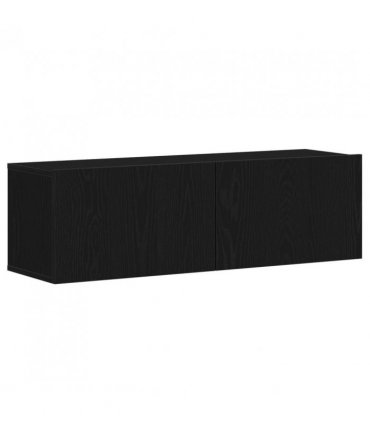 vidaXL TV Cabinet Set Wall-mounted 4 pcs Black Oak 130.5 x 30 x 140 cm