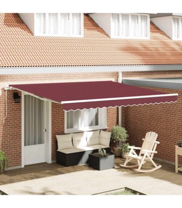 vidaXL Manual Retractable Awning Burgundy 400x300 cm