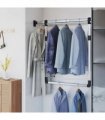 vidaXL Telescopic Wardrobe Hanging Rail Silver