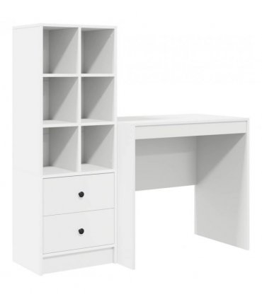 vidaXL Desk with Drawer with Shelf with Storage 2 pcs White