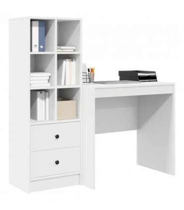 vidaXL Desk with Drawer with Shelf with Storage 2 pcs White