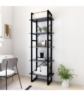 vidaXL 5-Tier Book Cabinet Grey 60x30x175 cm Engineered Wood
