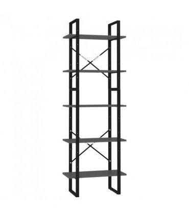 vidaXL 5-Tier Book Cabinet Grey 60x30x175 cm Engineered Wood