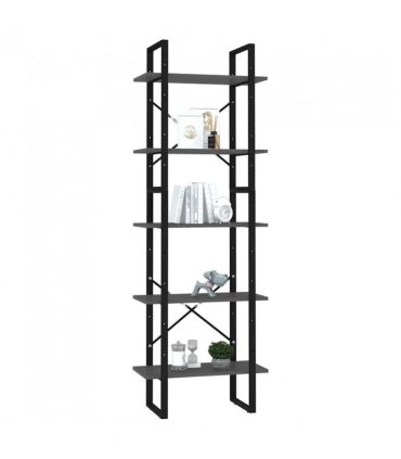 vidaXL 5-Tier Book Cabinet Grey 60x30x175 cm Engineered Wood