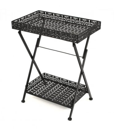 vidaXL Folding Tea Table Vintage Style Metal 58x35x72 cm Black