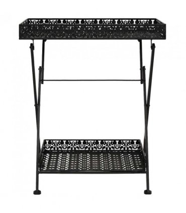 vidaXL Folding Tea Table Vintage Style Metal 58x35x72 cm Black