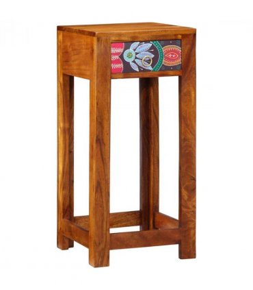 vidaXL Floral End Table with Drawer with Storage Brown 35 x 35 x 75 cm