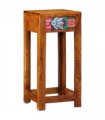 vidaXL Floral End Table with Drawer with Storage Brown 35 x 35 x 75 cm