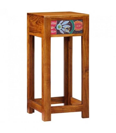 vidaXL Floral End Table with Drawer with Storage Brown 35 x 35 x 75 cm