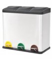 vidaXL Recycling Pedal Bin Garbage Trash Bin Stainless Steel 54 L