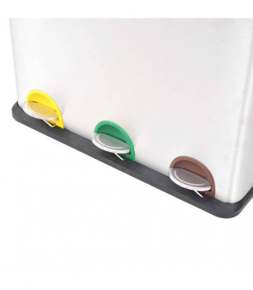 vidaXL Recycling Pedal Bin Garbage Trash Bin Stainless Steel 54 L