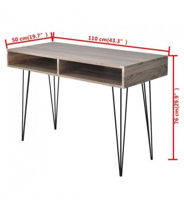 vidaXL Desk with 2 Compartments Grey