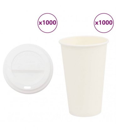 vidaXL Paper Coffee Cups with Lids 1000 pcs 16oz 400ml