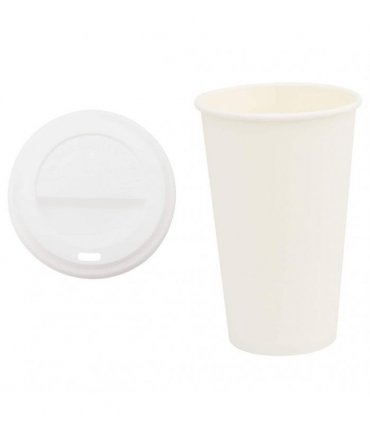 vidaXL Paper Coffee Cups with Lids 1000 pcs 16oz 400ml
