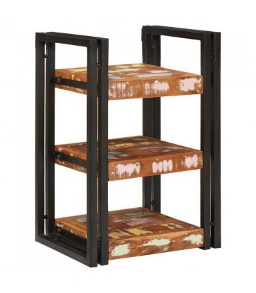 vidaXL Bedside Table Brown and Black Solid Reclaim wood