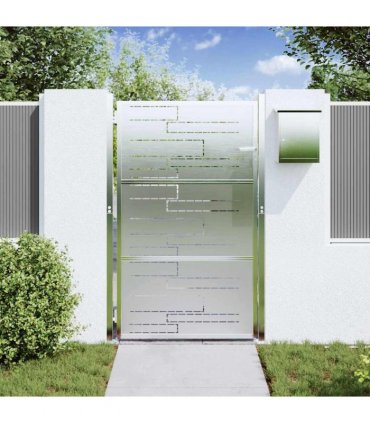vidaXL Garden Gate with Lock Silver 85 x 120 cm Stainless Steel