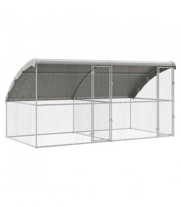 vidaXL Dog Kennel 2 pcs Silver 4 x 2 x 2 m Galvanised steel