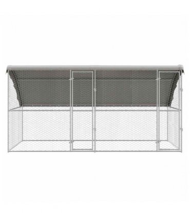 vidaXL Dog Kennel 2 pcs Silver 4 x 2 x 2 m Galvanised steel