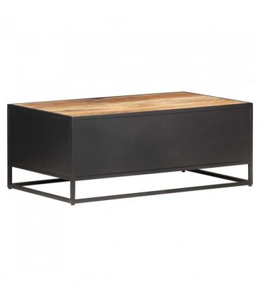 vidaXL Coffee Table 90x50x35 cm Rough Mango Wood and Natural Cane