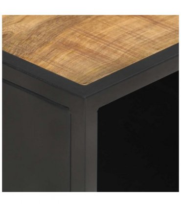 vidaXL Coffee Table 90x50x35 cm Rough Mango Wood and Natural Cane