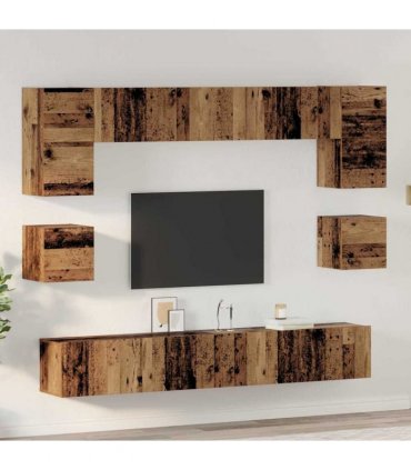 vidaXL TV Cabinet Set Wall-mounted 8 pcs Old Wood Engineered Wood