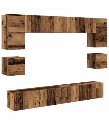 vidaXL TV Cabinet Set Wall-mounted 8 pcs Old Wood Engineered Wood