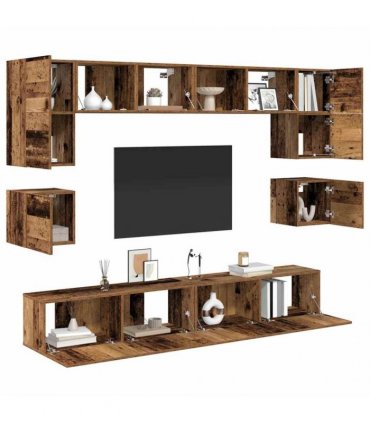 vidaXL TV Cabinet Set Wall-mounted 8 pcs Old Wood Engineered Wood