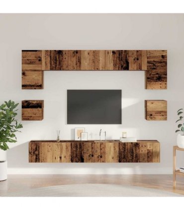 vidaXL TV Cabinet Set Wall-mounted 8 pcs Old Wood Engineered Wood