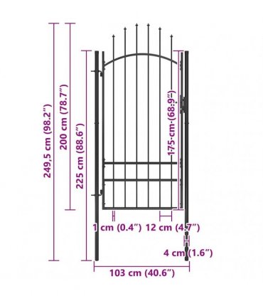 vidaXL Garden Gate Woerden Steel 1x2 m Black