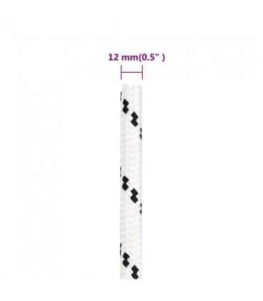 vidaXL Braided Boat Rope White 12 mmx100 m Polyester