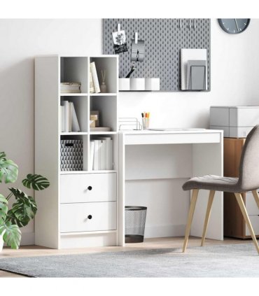 vidaXL Desk with Drawer with Shelf with Storage 2 pcs White