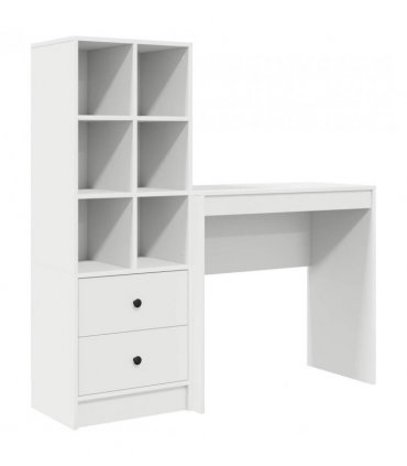 vidaXL Desk with Drawer with Shelf with Storage 2 pcs White