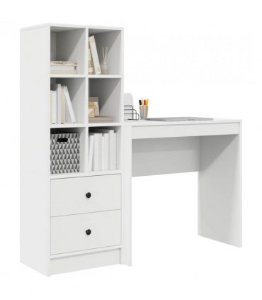 vidaXL Desk with Drawer with Shelf with Storage 2 pcs White
