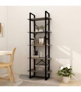 vidaXL 5-Tier Book Cabinet Grey 60x30x175 cm Pinewood