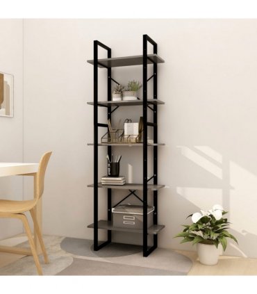 vidaXL 5-Tier Book Cabinet Grey 60x30x175 cm Pinewood