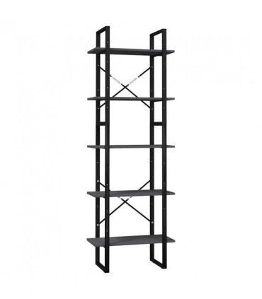 vidaXL 5-Tier Book Cabinet Grey 60x30x175 cm Pinewood