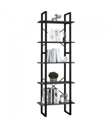 vidaXL 5-Tier Book Cabinet Grey 60x30x175 cm Pinewood