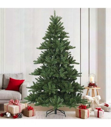 vidaXL Artificial Hinged Christmas Tree Green 210 cm PVC, steel