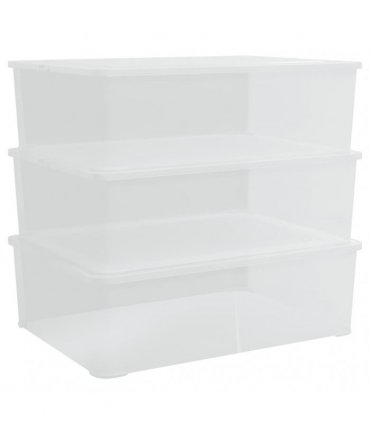 vidaXL Plastic Storage Boxes 3 pcs 25 L Stackable