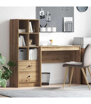 vidaXL Desk with Drawer with Shelf with Storage 2 pcs Artisan Oak