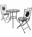vidaXL Patio Furniture | Black and White | Powder-coated iron and ceramic
