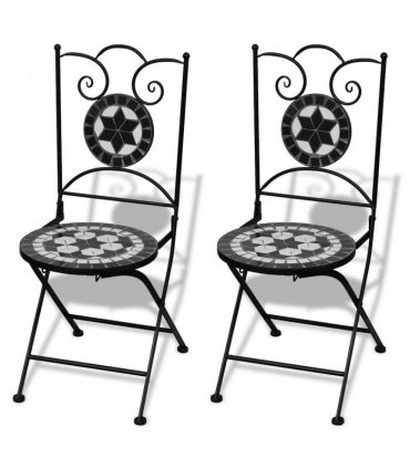 vidaXL Patio Furniture | Black and White | Powder-coated iron and ceramic