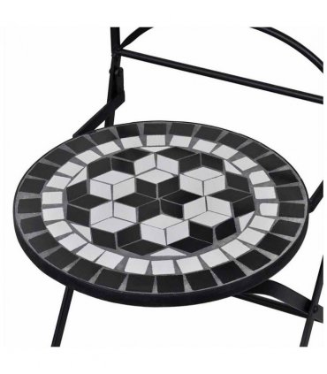vidaXL Patio Furniture | Black and White | Powder-coated iron and ceramic