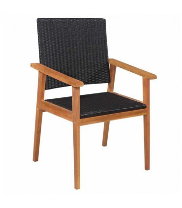 vidaXL Dining Set | Black and brown | PE rattan, solid acacia wood | Medium