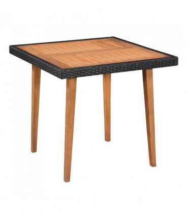 vidaXL Dining Set | Black and brown | PE rattan, solid acacia wood | Medium